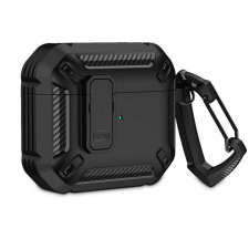 Apple AirPods PRO 1 / 2 X-CARBO BLACK védőtok, ütésálló, fekete fülhallgató, fejhallgató tok