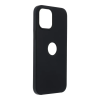 Apple Forcell Silicone iPhone 12 Mini (5,4") fekete matt szilikon tok velúr belsővel "kivágott"
