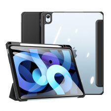  Apple iPad Air (2020) / iPad Air (2022), mappa tok, Smart Case, légpárnás sarok, közepesen ütésálló, Apple Pencil tartóval, átlátszó hátlap, Dux Ducis Toby, fekete tablet tok