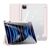  Apple iPad Pro 11 (2024), mappa tok, Smart Case, légpárnás sarok, közepesen ütésálló, Apple Pencil tartóval, átlátszó hátlap, Dux Ducis Toby, rózsaszín