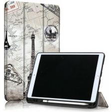  Apple iPad Pro 12.9 (2020), mappa tok, Apple Pencil tartóval, Eiffel torony, térkép minta, Smart Case, Wooze New Style Trifold Case, szürke (110869) tablet tok