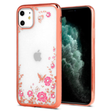 Apple iPhone 12 Pro Max, Szilikon tok, Virágos, rose gold tok és táska