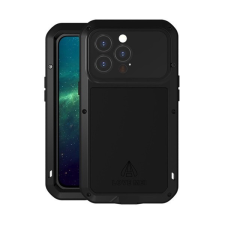  Apple iPhone 13 Pro, Szilikon tok, Love Mei Powerful Defender, ütésálló, fekete tok és táska