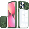  Apple iPhone 14, Műanyag hátlap + szilikon keret, átlátszó akril hátlap, kamera védelem, Wooze Trendy, zöld