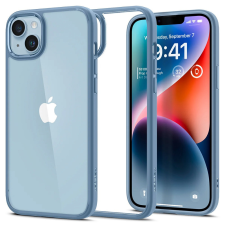 Apple iPhone 14, Műanyag hátlap védőtok + szilikon keret, Spigen Ultra Hybrid, átlátszó/kék tok és táska