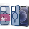  Apple iPhone 15 Pro Max, Műanyag hátlap védőtok + szilikon keret, Magsafe töltővel kompatibilis, Xprotector Matte Magsafe, áttetsző/kék