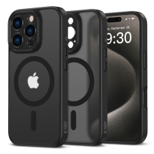  Apple iPhone 16 Pro, Műanyag hátlap védőtok + szilikon keret, Magsafe töltővel kompatibilis, kameravédő kerettel, Magcam Magsafe, áttetsző/fekete tok és táska