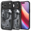  Apple iPhone 17 Pro, Műanyag hátlap védőtok + szilikon keret, Magsafe töltővel kompatibilis, iPhone belső minta, Spigen Ultra Hybrid Zero One Mag, átlátszó/füst