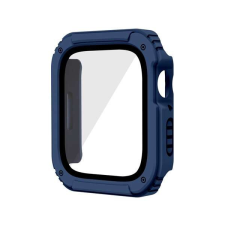 Apple Műanyag keret (ütésálló + kijelzővédő üveg) SÖTÉTKÉK Apple Watch Series 3 38mm okosóra kellék