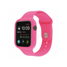 Apple Szilikon szíj és védőtok Apple Watch órához, 44 mm - rózsaszín okosóra kellék