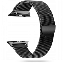 Apple Watch 2 / 3 / 4 / 5 / 6 / 7 / 8 / 9 / Ultra / SE (42/44/45/49 mm) - mágneses fekete fémszíj okosóra kellék