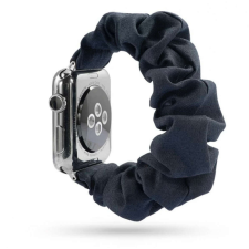 Apple Watch 42/ 44/ 45/ 49mm Frilly Szövet szíj, fekete okosóra kellék