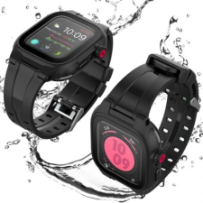 Apple Watch 4/5/6/SE 2022 44mm, Redpepper Okosóra Szilikon tok (por, ütés, és vízálló), fekete okosóra kellék