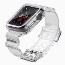 Apple Watch 4-6 / SE (44mm) Light Strap Set okosóra szíj tokkal, Fekete okosóra kellék