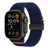  Apple Watch 4-6, SE, SE (2022), SE (2025) (42 / 44 mm) / Watch 7-9 (45 mm) / Watch 10-11 (46 mm) / Watch Ultra 1-3 (49 mm), textíl pótszíj, nylon, állítható, TP Nylon Clasp, sötétkék
