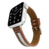  Apple Watch | Elegáns, barna bőr és fehér textil szíj | 38, 40, 41mm | Rome kollekció