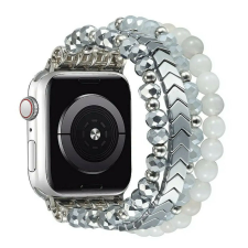 Apple Watch gyöngyös fém óraszíj-ezüst /44/45//46/49 mm okosóra kellék