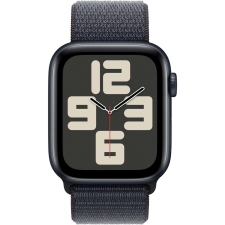 Apple Watch SE Alumínium 44mm Okosóra Sport Loop Szövet szíjjal - Fekete okosóra