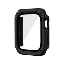 Apple Watch Series 3 38mm Műanyag keret (BUMPER, ütésálló + kijelzővédő üveg) FEKETE okosóra kellék