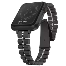 Apple Watch szíj 42/ 44/ 45/ 46 /49 mm fém női - fekete okosóra kellék
