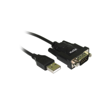 Approx USB -> Soros port Adapter (USB 2.0 - RS232) 0.75m - Fekete kábel és adapter