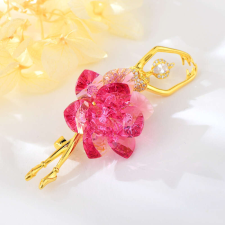 Arannyal bevont exkluzív balerina bross pink Swarovski kristályokkal (0597.) bross