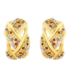 Arannyal Bevont Ezüst Fülbevaló Ametiszttel és Citrinnel, PCY11362 fülbevaló