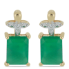  Arannyal Bevont Ezüst Fülbevaló Brazil Smaragddal és Fehér Gyémánttal, Y54152