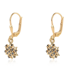  Arannyal Bevont Ezüst Fülbevaló Fekete Gyémánttal, ROS822 fülbevaló