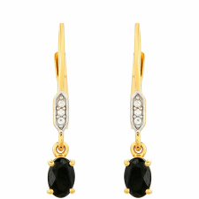  Arannyal Bevont Ezüst Fülbevaló Fekete Turmalinnal és Fehér Topázzal, PCY11353 fülbevaló