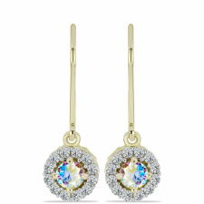  Arannyal Bevont Ezüst Fülbevaló Jég Moissanite-tel és Fehér Topázzal, Y65946 fülbevaló