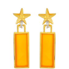  Arannyal Bevont Ezüst Fülbevaló Karneollal és Fehér Topázzal, PCY9871 fülbevaló