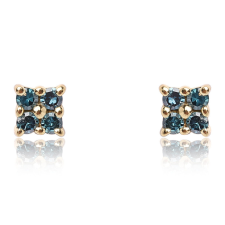  Arannyal Bevont Ezüst Fülbevaló Kék Gyémánttal, ROS520 fülbevaló