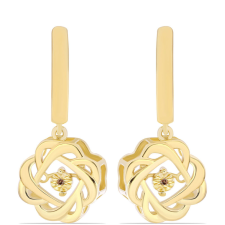  Arannyal Bevont Ezüst Fülbevaló Kognak Gyémánttal, Y61710 fülbevaló