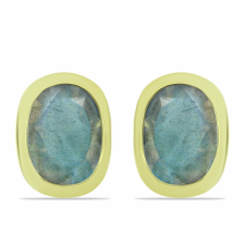  Arannyal Bevont Ezüst Fülbevaló Labradorittal, Y60921 fülbevaló