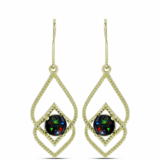  Arannyal Bevont Ezüst Fülbevaló Lega Dembi Éjfekete Etiópiai Opállal, Y59889 fülbevaló