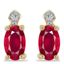  Arannyal Bevont Ezüst Fülbevaló Madagaszkári Rubinnal és Fehér Cirkónnal, Y60762 fülbevaló
