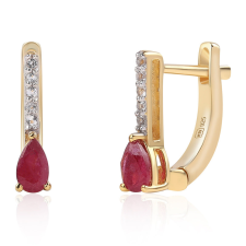  Arannyal Bevont Ezüst Fülbevaló Mozambiquei Rubinnal és Fehér Topázzal, ROS502 fülbevaló