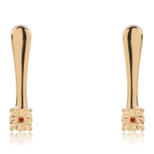  Arannyal Bevont Ezüst Fülbevaló Vörös Gyémánttal, ROS704 fülbevaló