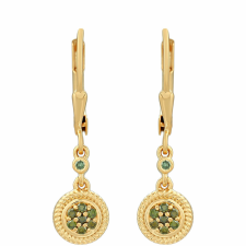  Arannyal Bevont Ezüst Fülbevaló Zöld Gyémánttal, PCY11249 fülbevaló
