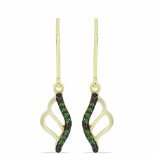  Arannyal Bevont Ezüst Fülbevaló Zöld Gyémánttal, Y60917 fülbevaló