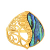  Arannyal Bevont Ezüst Gyűrű Abalone Kagylóval, PCY9432/54