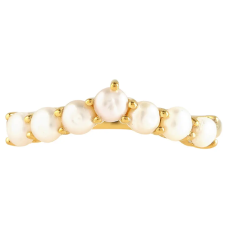  Arannyal Bevont Ezüst Gyűrű Barokk Édesvízi Tenyésztett Gyönggyel, PCY11629/59 gyűrű