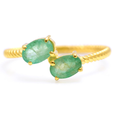  Arannyal Bevont Ezüst Gyűrű Brazil Smaragddal, XMP146/57 gyűrű