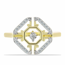  Arannyal Bevont Ezüst Gyűrű Fehér Gyémánttal és Fehér Topázzal, Y63027/57 gyűrű