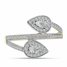  Arannyal Bevont Ezüst Gyűrű Fehér Gyémánttal és Fehér Topázzal, Y63185/54 gyűrű