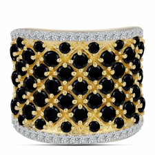  Arannyal Bevont Ezüst Gyűrű Fekete Onixszal, Y61691/54 gyűrű