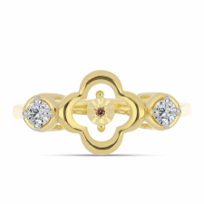  Arannyal Bevont Ezüst Gyűrű Kognak Gyémánttal és Fehér Topázzal, Y61689/57 gyűrű