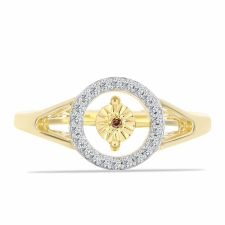  Arannyal Bevont Ezüst Gyűrű Kognak Gyémánttal és Fehér Topázzal, Y61702/54 gyűrű