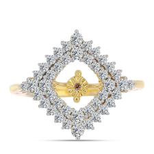  Arannyal Bevont Ezüst Gyűrű Kognak Gyémánttal és Fehér Topázzal, Y61776/54 gyűrű